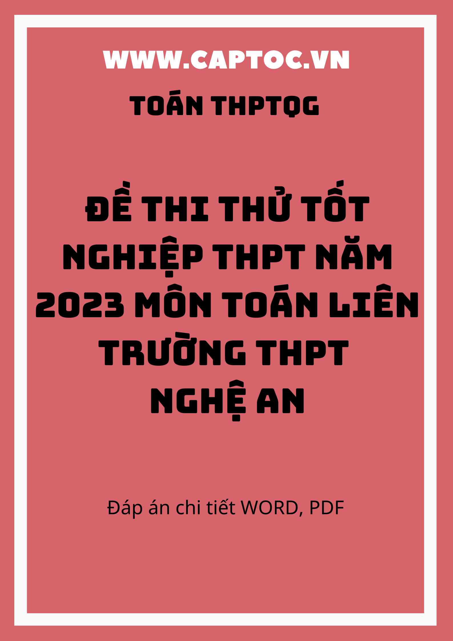 Đề thi thử tốt nghiệp THPT năm 2023 môn Toán liên trường THPT – Nghệ An