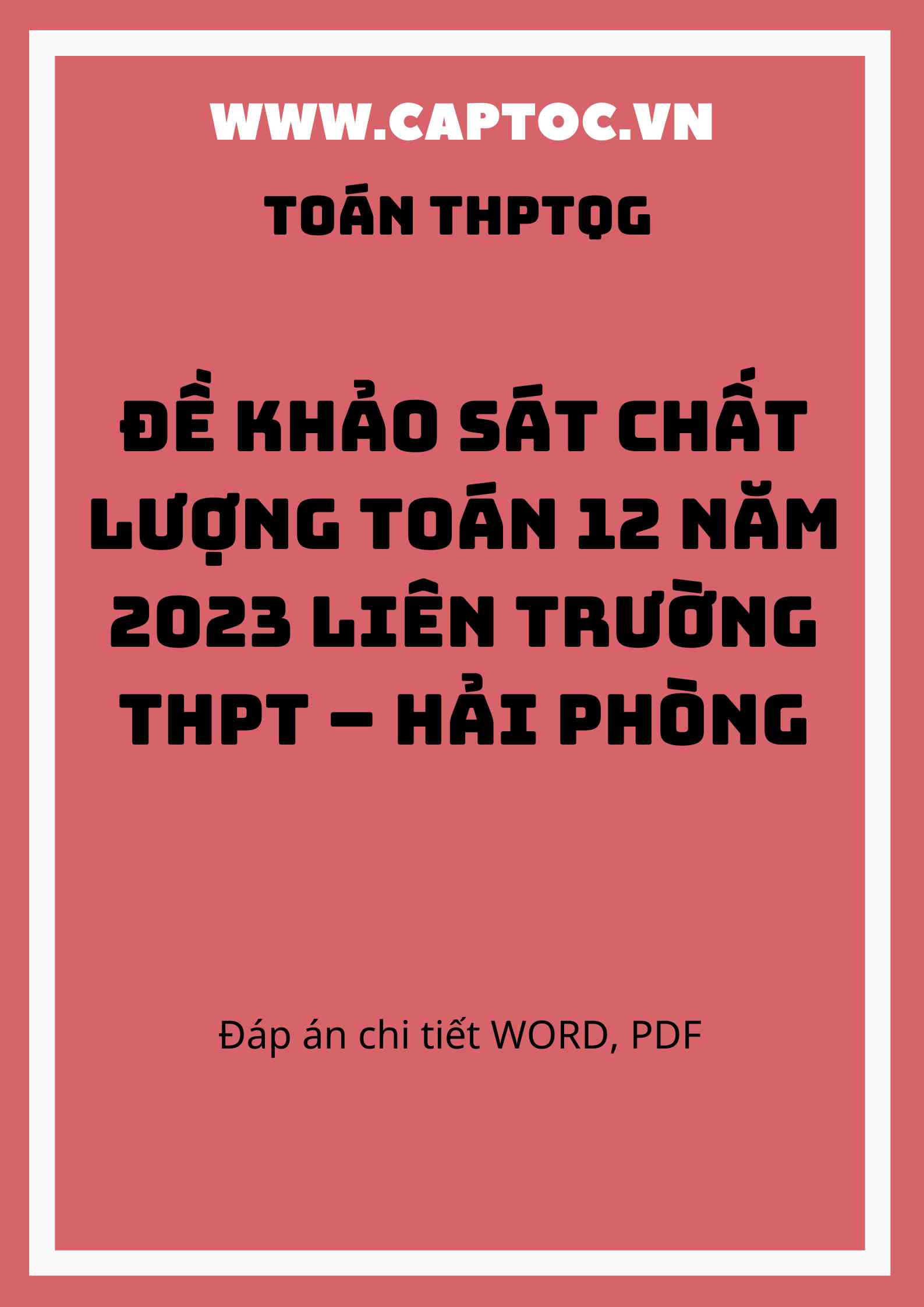 Đề khảo sát chất lượng Toán 12 năm 2023 liên trường THPT – Hải Phòng