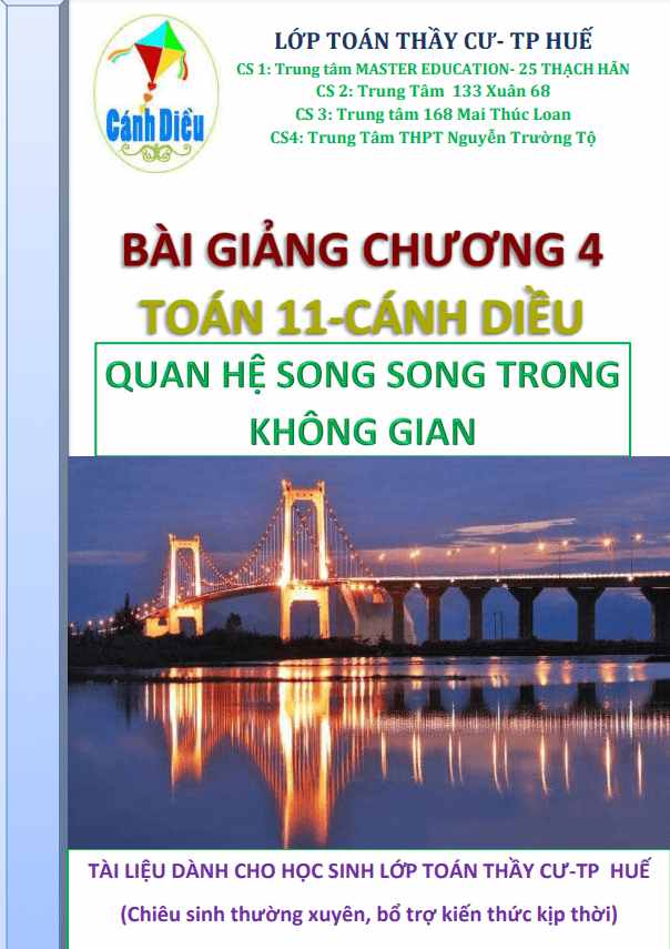 Đường thẳng và mặt phẳng trong không gian - quan hệ song song Toán 11 Cánh Diều