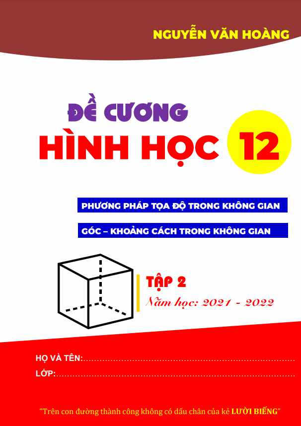 Đề cương Hình học 12 học kỳ 2 – Nguyễn Văn Hoàng