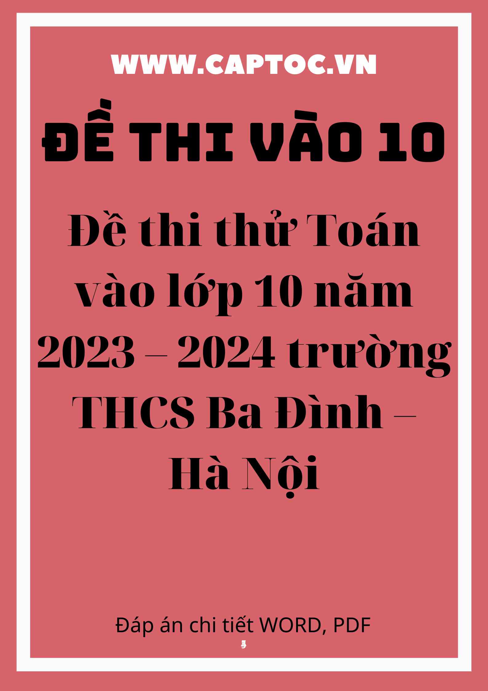 Đề thi thử Toán vào 10 năm 2023 – 2024 trường THCS Nguyễn Hữu Thái – Hà Tĩnh