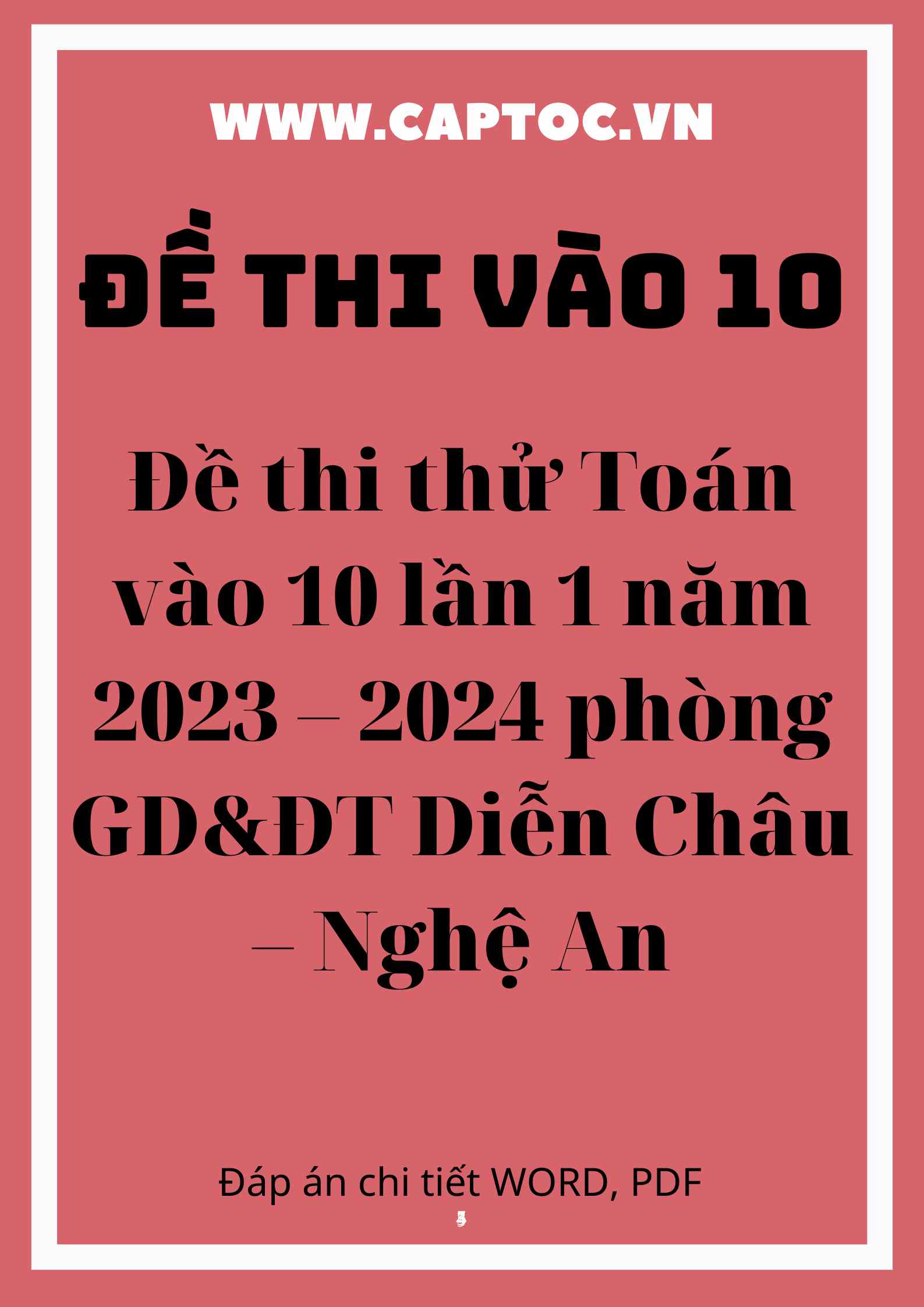 Đề thi thử Toán vào 10 lần 1 năm 2023 – 2024 phòng GD&ĐT Diễn Châu – Nghệ An