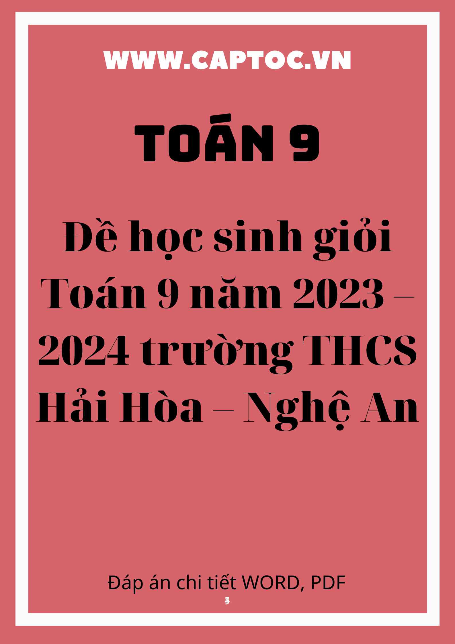 Đề học sinh giỏi Toán 9 năm 2023 – 2024 trường THCS Hải Hòa – Nghệ An