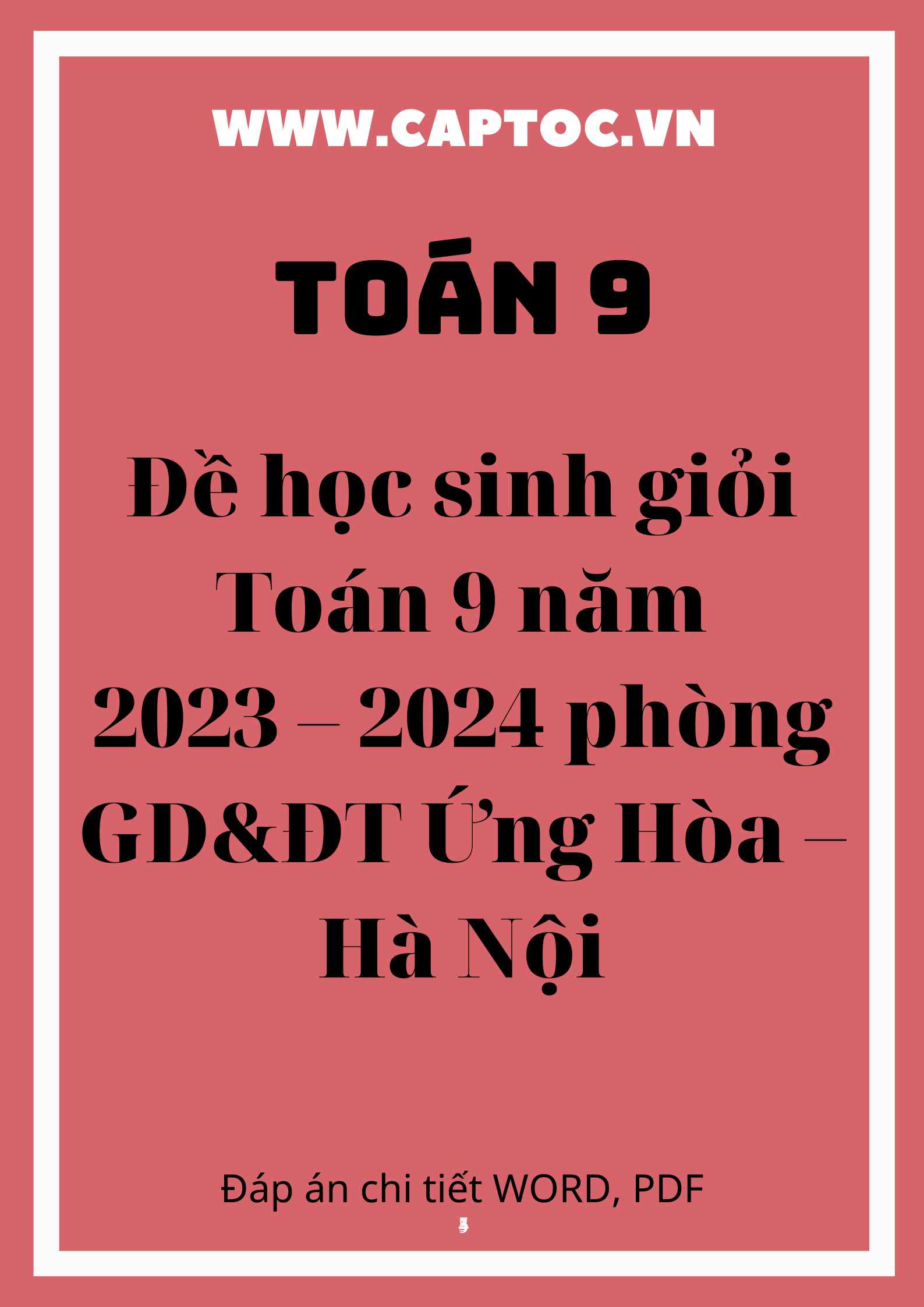 Đề học sinh giỏi Toán 9 năm 2023 – 2024 phòng GD&ĐT Ứng Hòa – Hà Nội