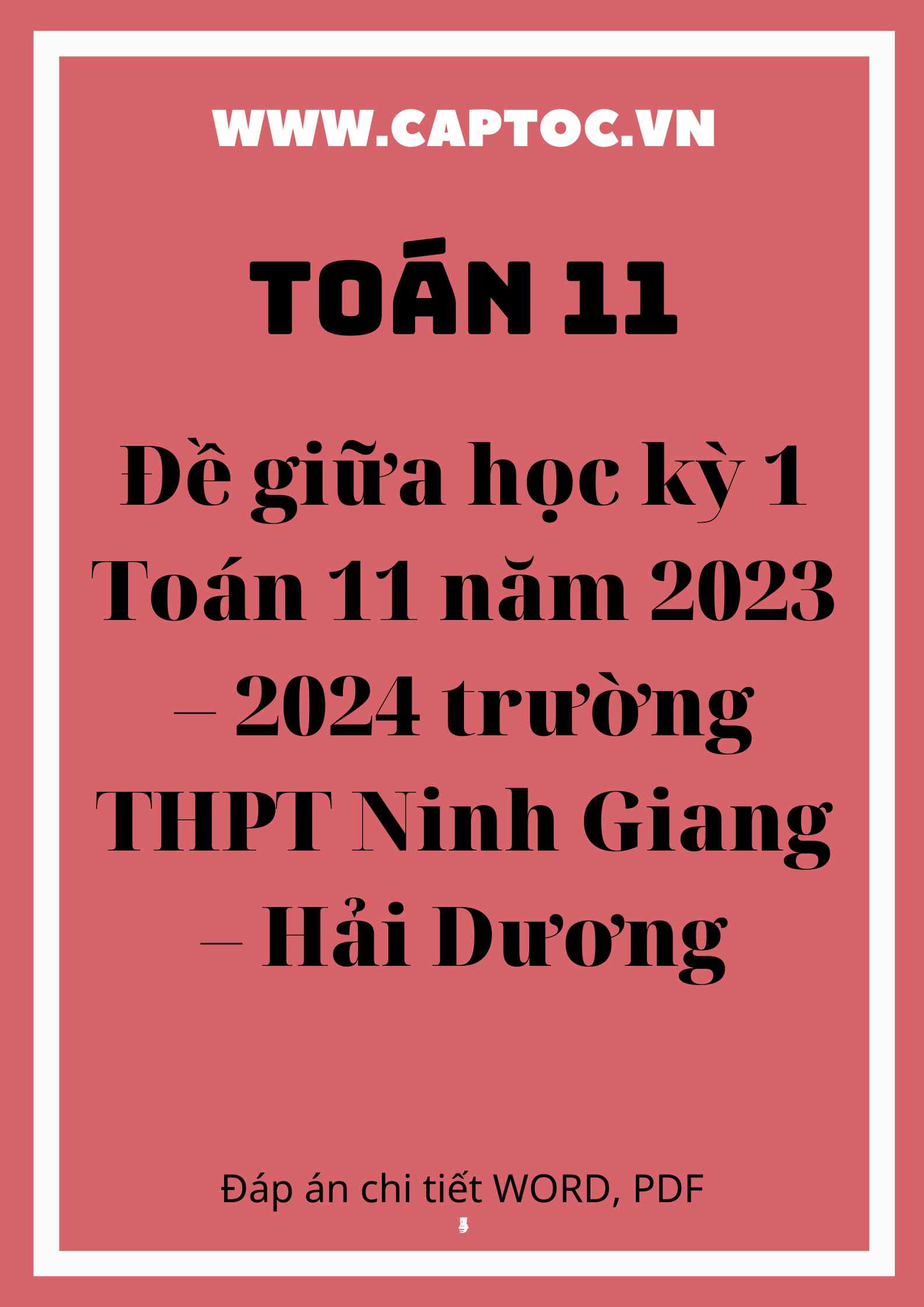 Đề giữa học kỳ 1 Toán 11 năm 2023 – 2024 trường THPT Ninh Giang – Hải Dương